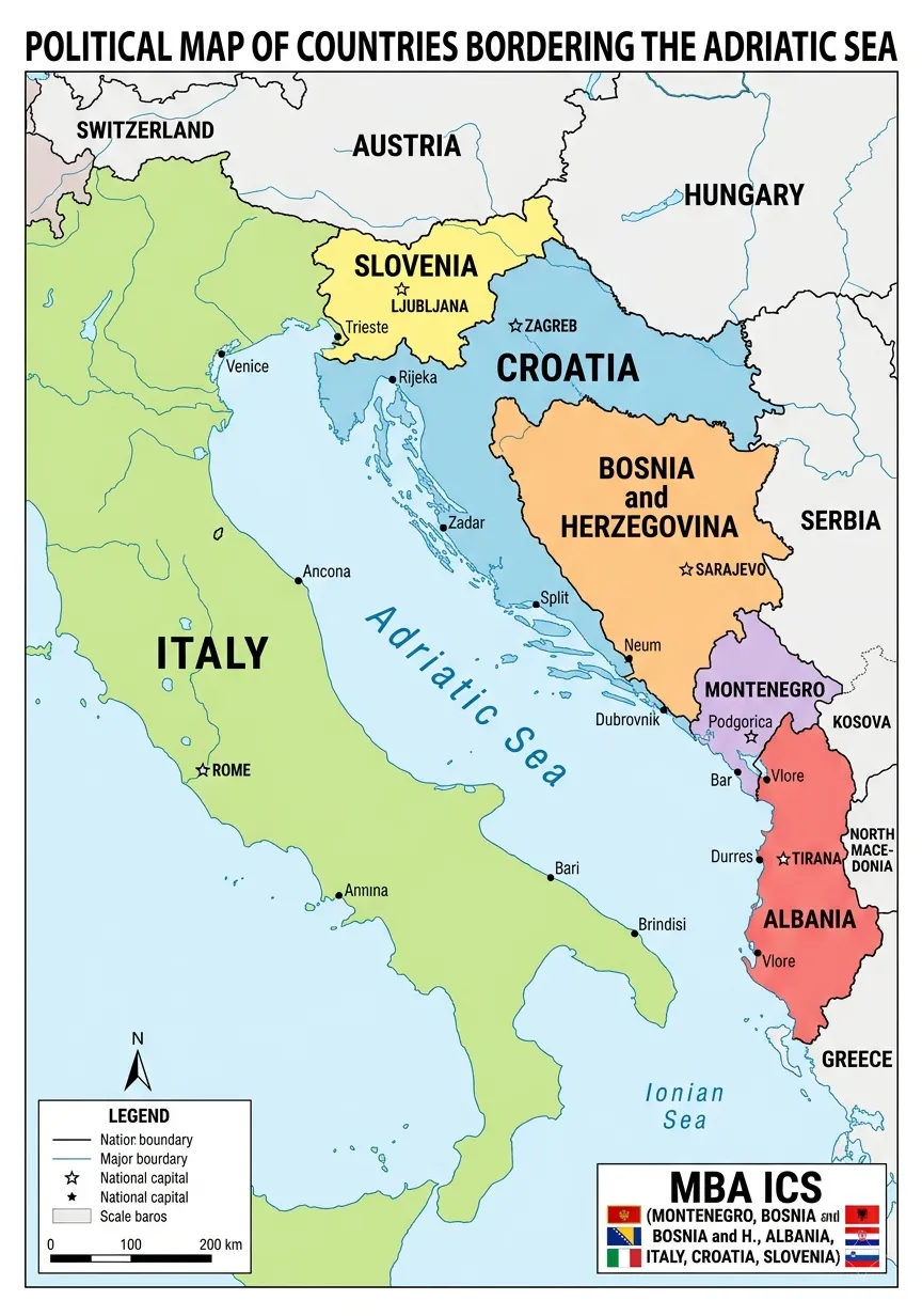 Adriatic Sea Bordering Countries Map