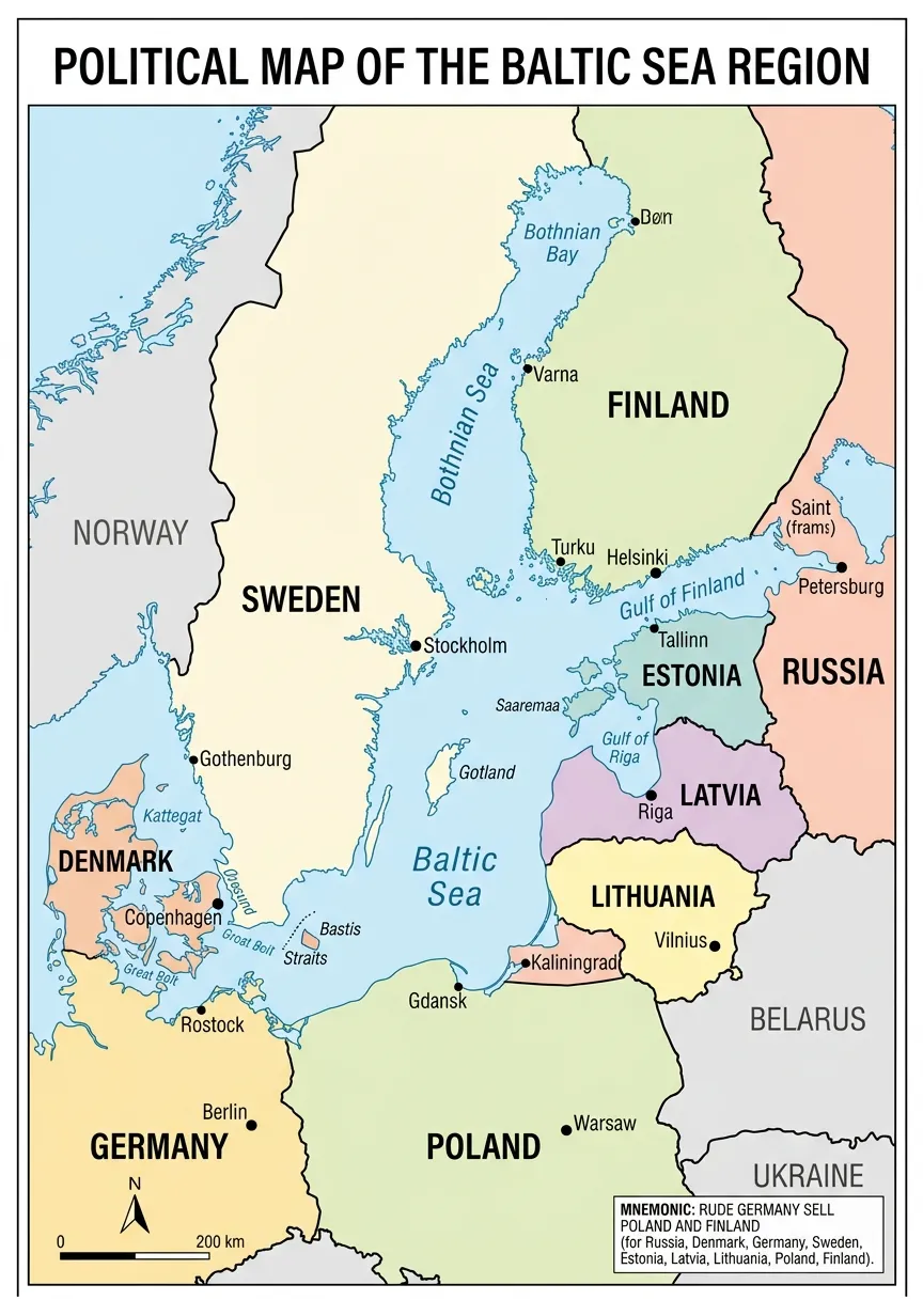 Baltic Sea Bordering Countries Map