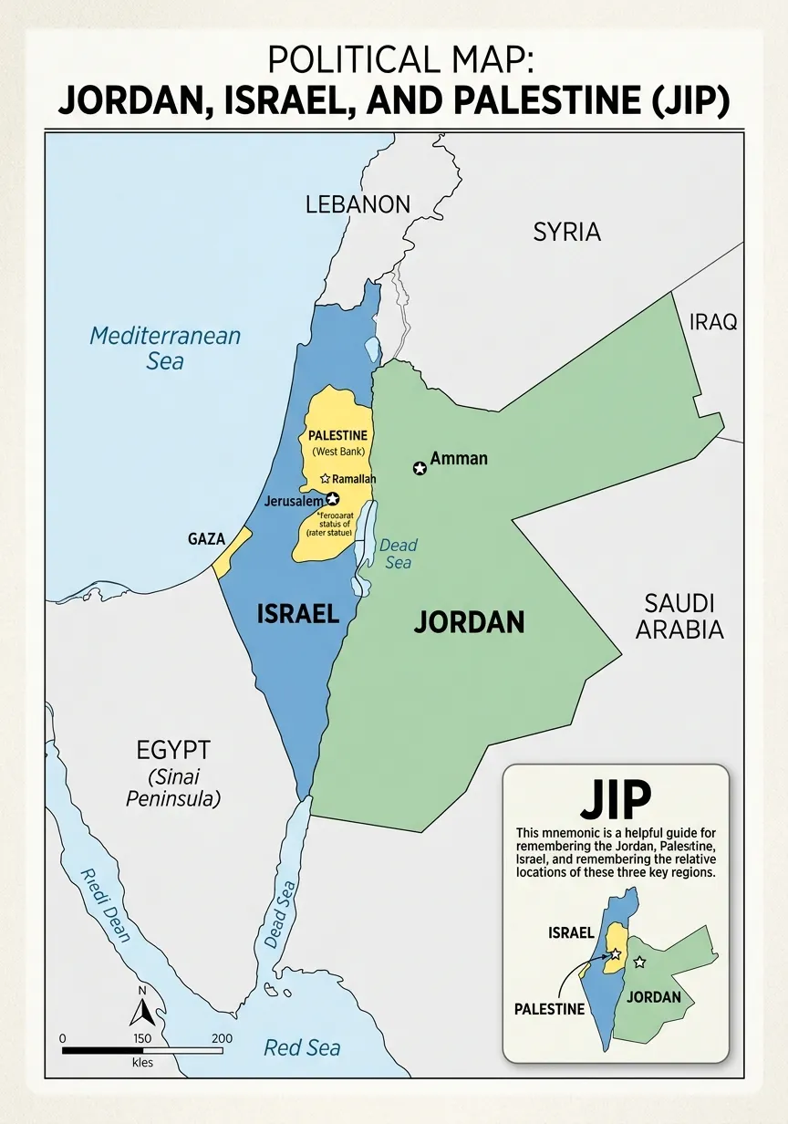 Dead Sea Bordering Countries Map